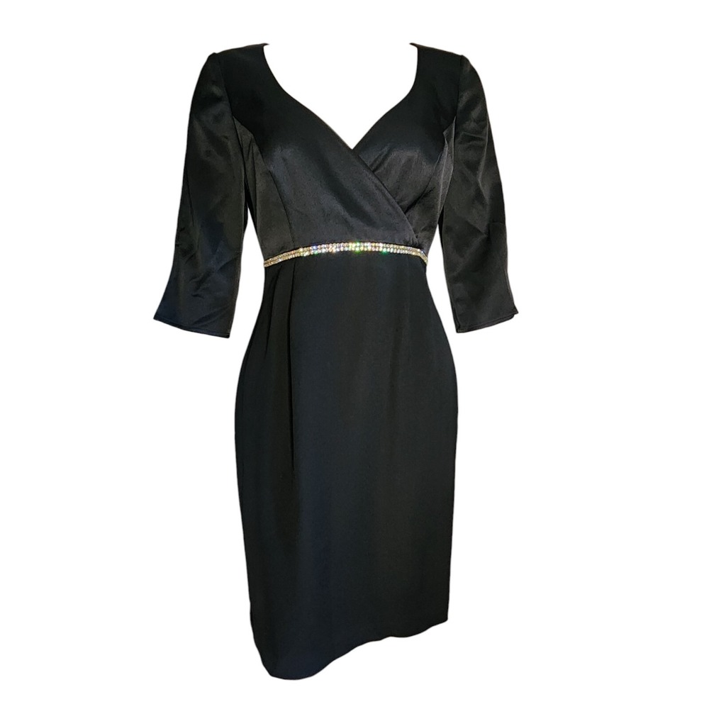 Andrea Polizzi for‎ Rex Lester Dress Womens 6 Black Jeweled Cocktail Event LBD